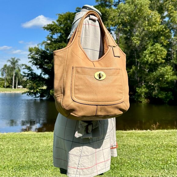 Coach Ergo Legacy XL Tote Camel Tan HTF 2007 Stripe Lining Hang Tag 11640 EUC - Picture 3 of 16